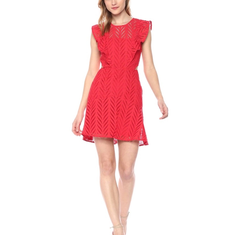 Bardot Eyelet Dress Flutter Sleeves